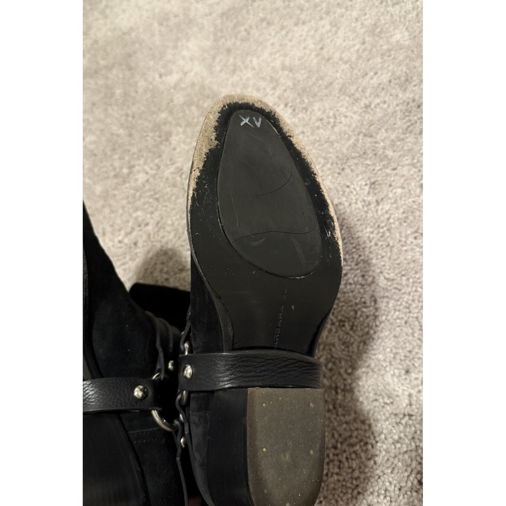 Barbara Bui Biker Moto Suede Ankle Boots Size 8 EU38 Pull On Straps And‎ Ring - Picture 10 of 11